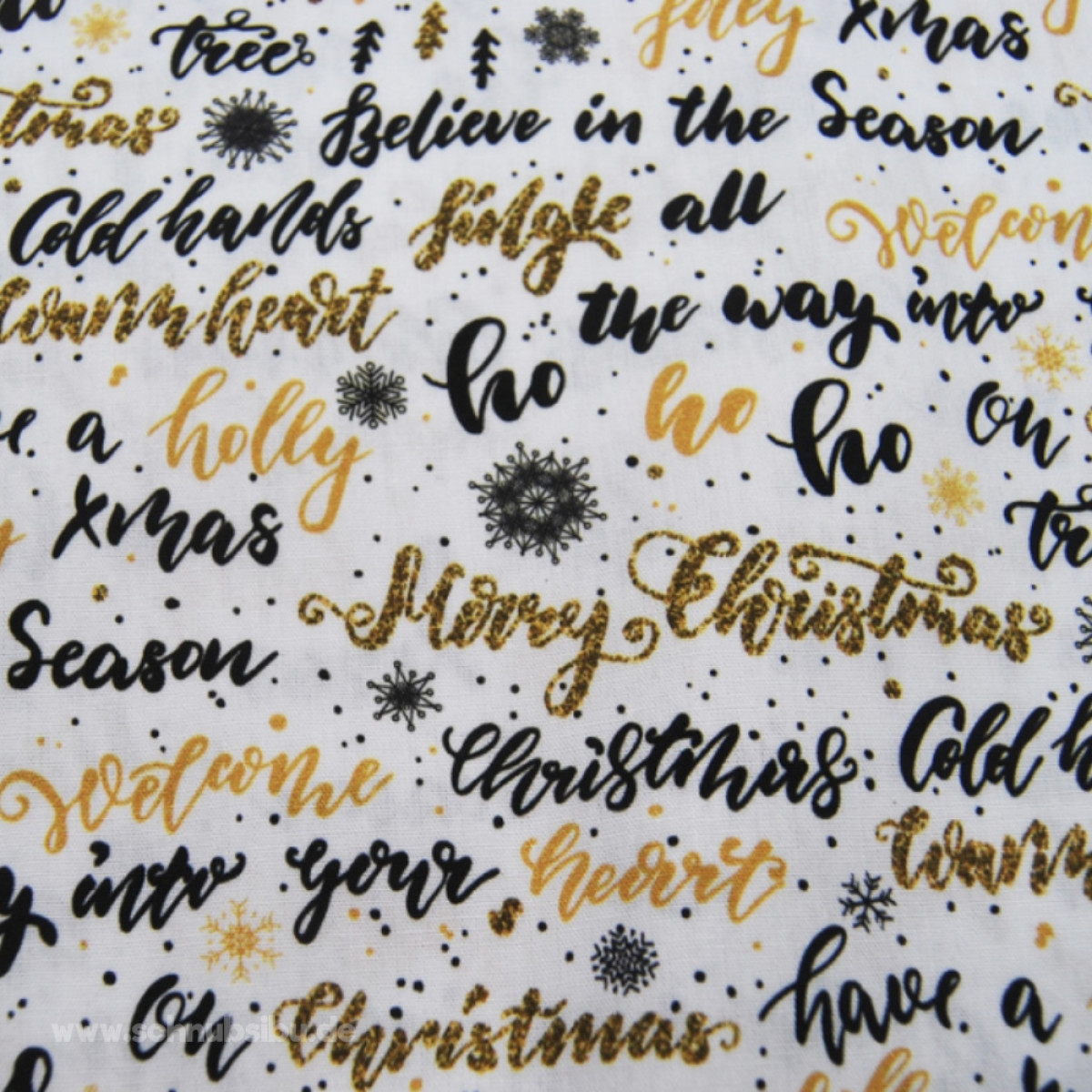 Baumwollstoff Weihnachtliche Schriftzüge